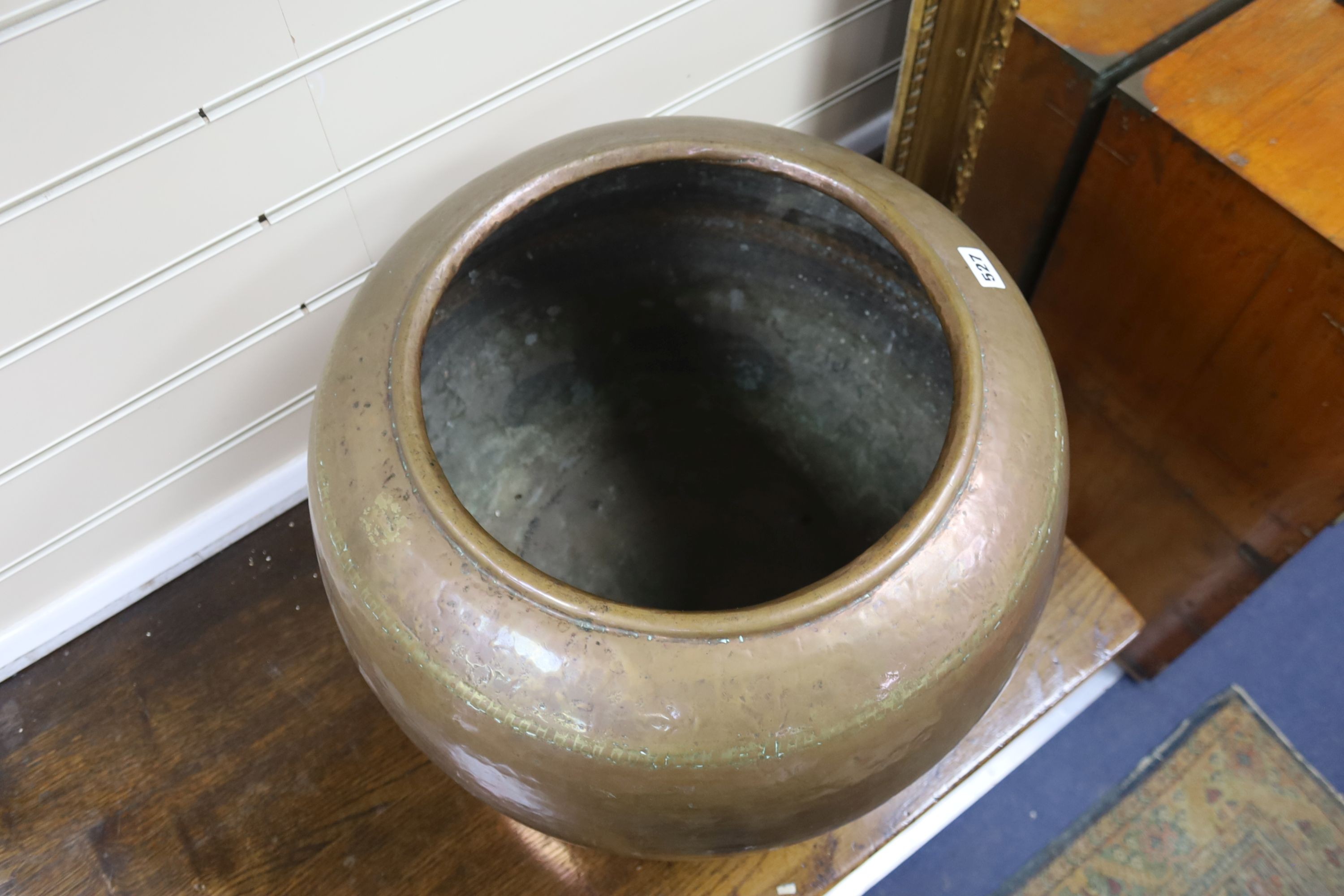 A large planished copper jardiniere 36cm